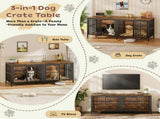 80" Dog Crate End Table, Heavy Duty 2-Door Indoor Pet Kennel, Multipurpose Dog House Furniture as TV W1820P472724