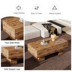 ZUN This modern rectangular coffee table features a stylish wood color, making it an ideal addition to W1151P168335