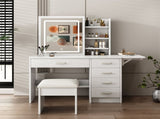 Fashion Vanity Desk Mirror and Lights for Makeup open shelves and Chair, Vanity Mirror 48162122