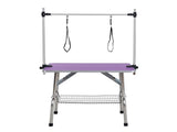 36" Folding Dog Pet Grooming Table Stainless Steel Frame Rubber Mat on Board with Adjustable Arm and 25183616