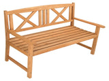 117*61*90cm Outdoor Garden Fir X Back Wooden Bench Burlywood 60494295