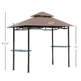 Outdoor BBQ Canopy Gazebo with 2 Side Shelves,8' x 5' Coffee Color 51933183