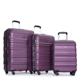 Expandable 3 Piece Luggage Sets PC Lightweight & Durable Suitcase with Two Hooks, Spinner Wheels, W284104376