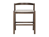 Balmain Indoor Rubberwood Barstool, Dark Brown Finished and Beige Upholstery, Set of 2 N775P318294D