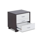 Two-tone Finish Nightstand with 3 Drawers, White and Black B016P253974