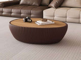 Coffee Color Sintered stone Top goose eggs Shape Leather Coffee modern Sofa Table for Living Room W3081P315306