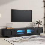 ZUN ON-TREND TV Stand with Fluted tempered Glass Doors for TVs Up to 95'', Functional Media Console with WF531672AAB