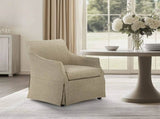 Upholstered Skirted Dining Arm Chair with Hidden C s Beige B035P341170