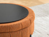 31.3"W Upholstered Round Ottoman With Reversible Lid, Chenille Storage Stool, Channel Tufted W3118P439477