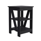 3-Tier End Table/Nightstand, Side Table for Small Space, Black B097P199750