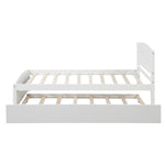 ZUN Twin size Platform Bed with Trundle, White 22438924