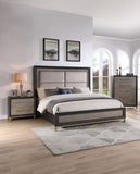 1pc Contemporary Dark Wood Finish Brushed Gold Hardware Tapered Legs Two-Drawers Nightstand Wooden B2741P325730