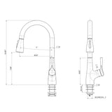 Single Handle Pull Down Kitchen Sink Faucet Matte Black JYBC941MB