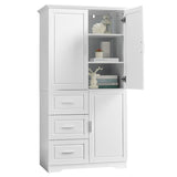 ZUN Tall and Wide Storage Cabinet with Doors for Bathroom/Office, Three Drawers, White WF299285AAK