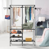 ZUN Clothing Rack Clothes Rack, 66'' Multifunctional Garment Rack for Hanging Clothes, 4 Tiers Portable 44674946