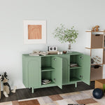 ZUN Stylish and Functional 4-Door Intaglio Storage Cabinet with Pine Legs, Solid Wood Pulls and MDF, for W757P151918