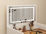Dressing Table and Stool, 3-in-1 Multifunctional Dressing Table Set, Featuring Three-color Lighting W5252P447369