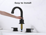 Widespread Bathroom Sink Faucet Matte Black 2 Handle 8 inch Lavatory Faucet 3 Hole 360&deg Swivel 37264555