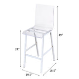 Clear and Chrome Armless Counter Height Chair B062P186545