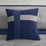 7 Piece Faux Suede Comforter Set Blue Cal King B03596786