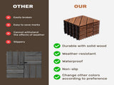 27 PCS Interlocking Deck Tiles Diagonal Pattern, 12" x 12" Acacia Wood Tiles For Patio, Waterproof, W2391P429280