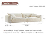 Sherpa Cloud Couch, 87.4" Upholstered 3-Seater Loveseat Sofa, Modern Boucle Couch with 2 W3226P371354