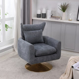Classic Mid-Century 360-degree Swivel Accent Chair, Dusty Blue Linen W1361104587