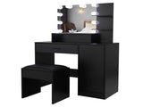 Large Vanity Set with 10 LED Bulbs, Makeup Table with Cushioned Stool, 3 Storage Shelves 1 Drawer 1 67872375