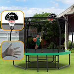 ZUN 10FT Pumpkin Trampoline, Outdoor Trampoline with Basketball Hoop, Enclosure Net and Ladder W1163P148156