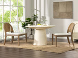 Panama 18.5" Curved Cane Rattan Side Dining Chair, Set of 2, Ivory White Boucle B2719P238359