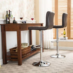 ZUN Swivel Faux Leather Adjustable Hydraulic Bar Stool, Set of 2, Brown T2574P164840