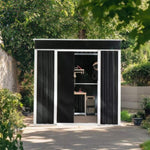 ZUN 6 x 4 FT Outdoor Storage Shed, Metal Garden Storage House with Slanted Roof & Double Sliding Doors 72279813