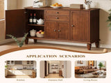 Sideboard Buffet Cabinet with 4 Doors & 2 Drawers, Vintage Wooden Credenza with Adjustable Shelves, W3720P568491