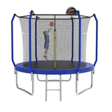 ZUN 8FT Trampoline with Basketball Hoop, ASTM Approved Reinforced Type Outdoor Trampoline with Enclosure K1163P147129