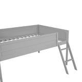 Wood Full Size Gaming Loft Bed with Desk and LED, Grey 86125972