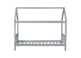 Twin House Bed with Headboard and Footboard, Twin Rubber Wood Bed with House Frame,Light Grey W504P225966