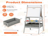 Gray 3-in-1 Art Easel with Magnetic Chalkboard and Whiteboard 21426937