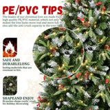 Artificial 5ft Green LED-lit Christmas Tree with 1113PE/PVC Mixed Branch Tips,Red fruit and Pine 09173500
