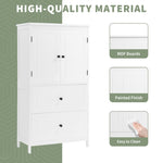 ZUN Bathroom Storage Cabinet, Cabinet with Two Doors and Drawers, Adjustable Shelf, MDF Board, White N725P188460K