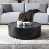 ZUN 39.37'' Black Marble Round Coffee Table Sturdy Fiberglass table for Living Room ,No Need Assembly. W876P154762