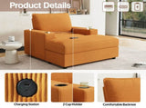 42.8" Oversized Chaise Lounge Chair with Storage Ottoman, Corduroy Sofa Bed with Cup Holders & USB N765P350851Y