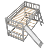 ZUN Twin over Twin Bunk Bed with Convertible Slide and Ladder, Gray 56675428