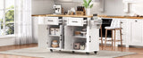 K&K 56.5'' Kitchen Island with Drop Leaf, Power Outlet, Embossed Vertical Stripe Rolling Kitchen N707P263094W