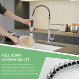 Commercial Kitchen Faucet with Pull Down Sprayer, Single Handle Single Lever Kitchen Sink Faucet W1932P155964