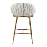 26'' Counter height bar stools velvet kitchen island counter bar stool with hand- wave back,golden W2215P147899