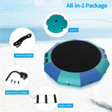 10 Feet Floating Water Trampoline - 330 lbs Capacity, Durable PVC/Oxford Cloth, with 500W Inflator & 93091200