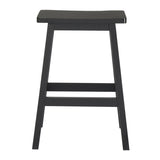 ZUN 2pcs Pine Wood Saddle Seat Bar Stool Black 40177357