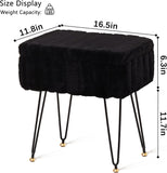 Faux Fur Storage Ottoman Vanity Stool with Metal Legs, Anti-Slip Feet, and Hidden Storage, 16.5" x 03652854
