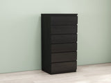 6 Drawer Dresser,Modern Storage Chest of Drawers,18.9In Black Dresser for Closet with Handle-Free W3151P407892