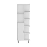 ZUN Crovie Linen 63-inch High Bathroom Cabinet Linen Storage Cabinet with Seven Open Shelves B200P173184